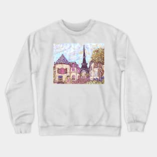 Paris Eiffel Tower Inspired Landscape Pointillism Crewneck Sweatshirt